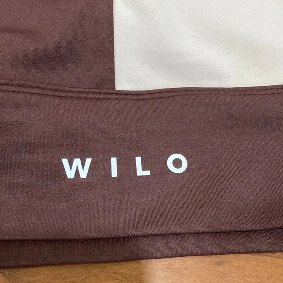 Wilo Color Block Brown Cream Athletic V Neck Polyester Spandex Sports Bra XS - Picture 3 of 5